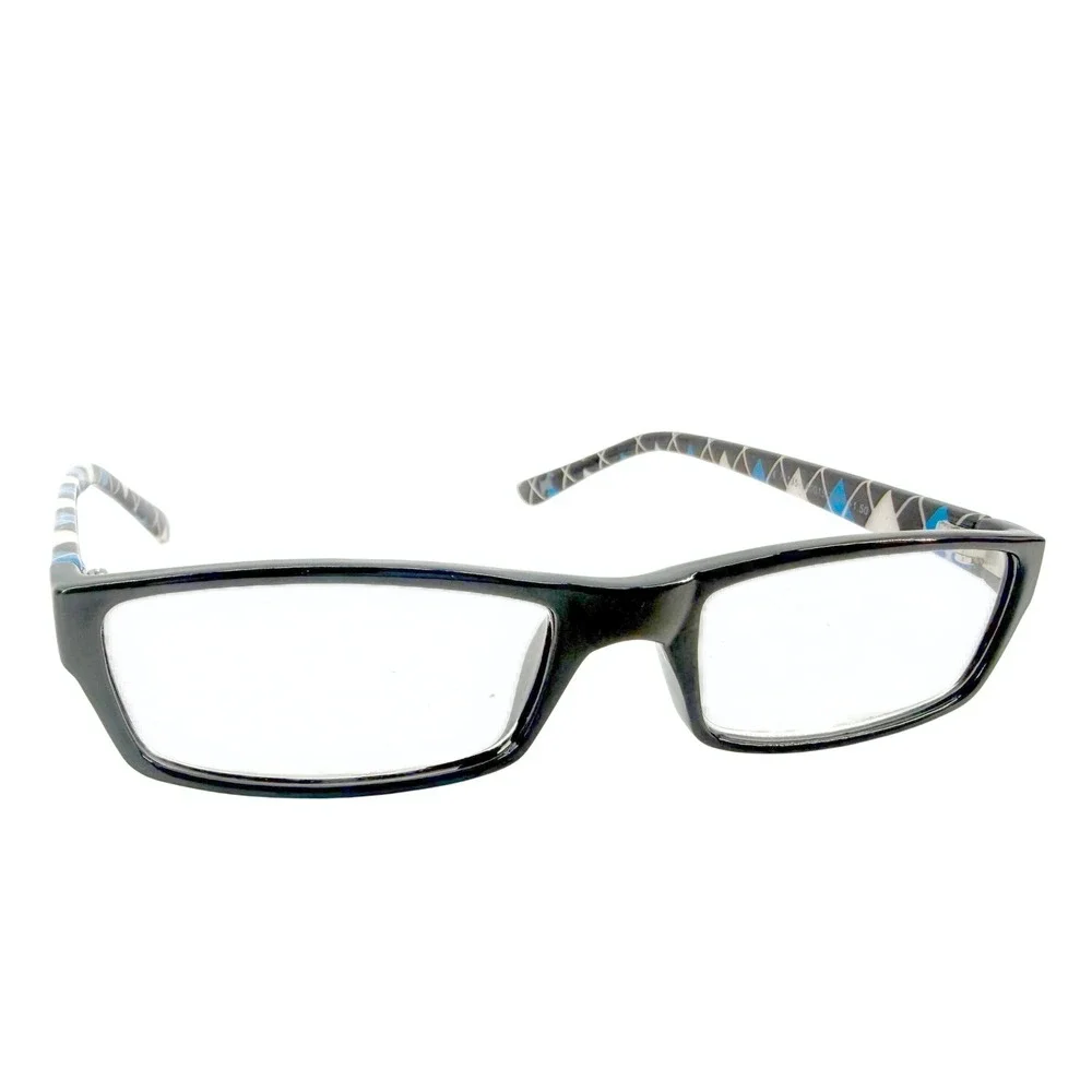 Jeffrey Banks Reading Glasses Unisex Black Royal Blue Argyle Rectangular Preppy